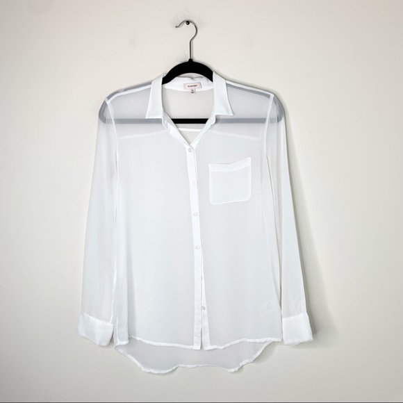 Aritzia Tops - Aritzia Sunday Best Sheer White Button Down Blouse Size XS